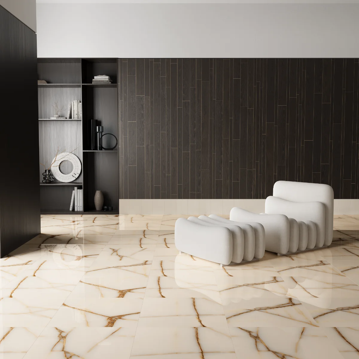 Gresie Exterior / Interior Portelanata Onyx Brown 60 x 60 Cm Lucioasa Rectificata Tip Marmura