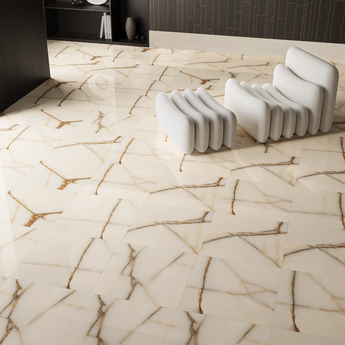 Gresie Exterior / Interior Portelanata Onyx Brown 60 x 60 Cm Lucioasa Rectificata Tip Marmura