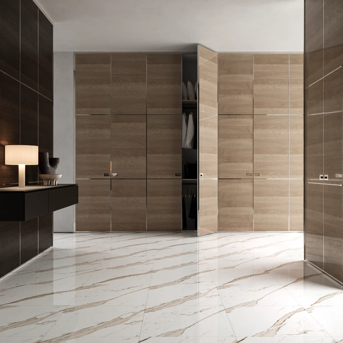 Gresie Exterior / Interior Porțelanată Royal Statuario Grey 60 x 60 cm Lucioasă Rectificată Tip Marmură