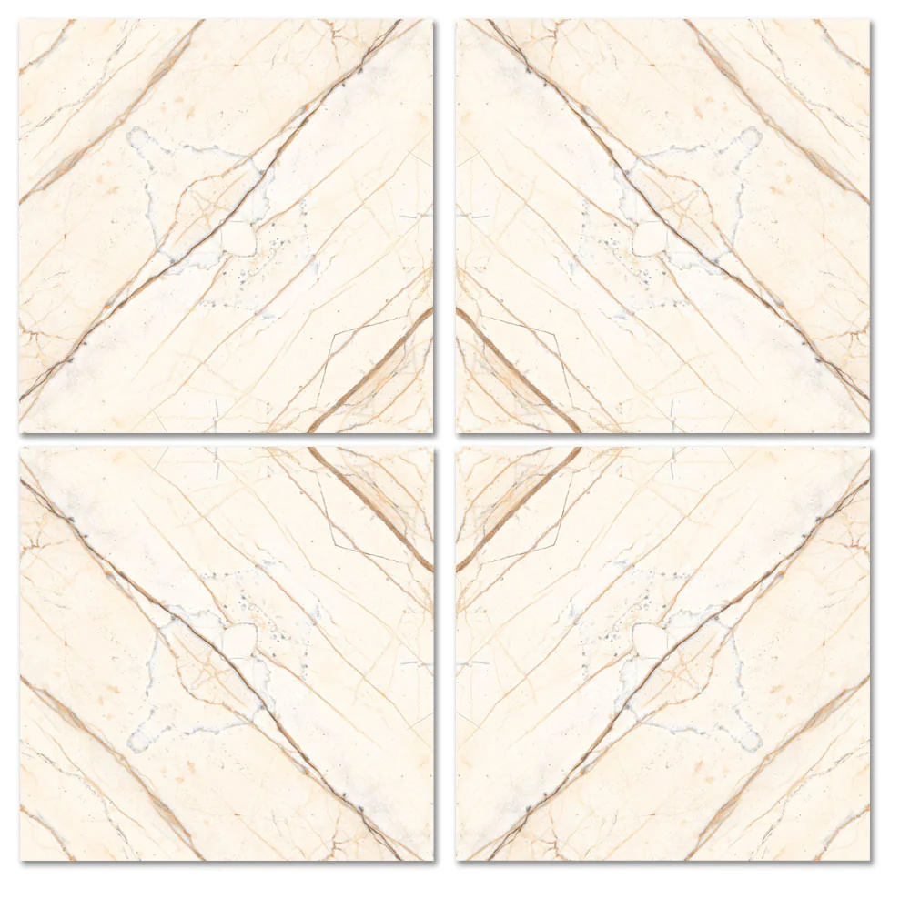 Gresie Exterior / Interior Portelanata Rosso Crema Bookmatch 60 x 60 cm Lucioasa Rectificata Tip Marmura