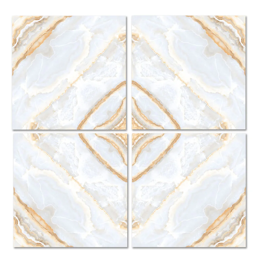 Gresie Exterior / Interior Portelanata Giallo Gold Bookmatch 60 x 60 cm Lucioasa Rectificata