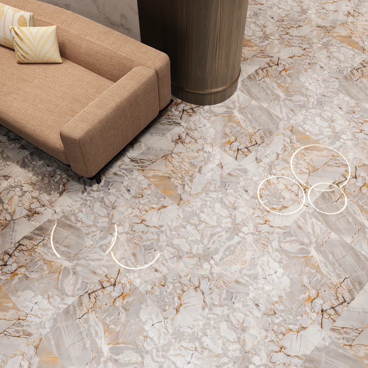 Gresie Exterior / Interior Portelanata Fasco Natural 60 x 60 cm Lucioasa Rectificata Tip Marmura