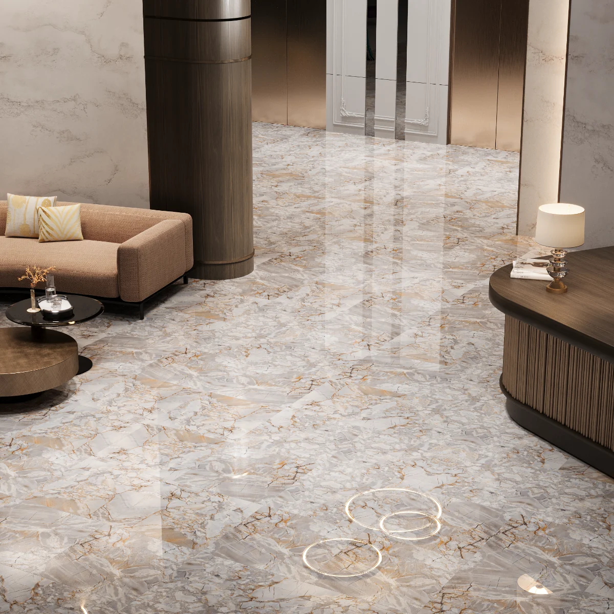 Gresie Exterior / Interior Portelanata Fasco Natural 60 x 60 cm Lucioasa Rectificata Tip Marmura