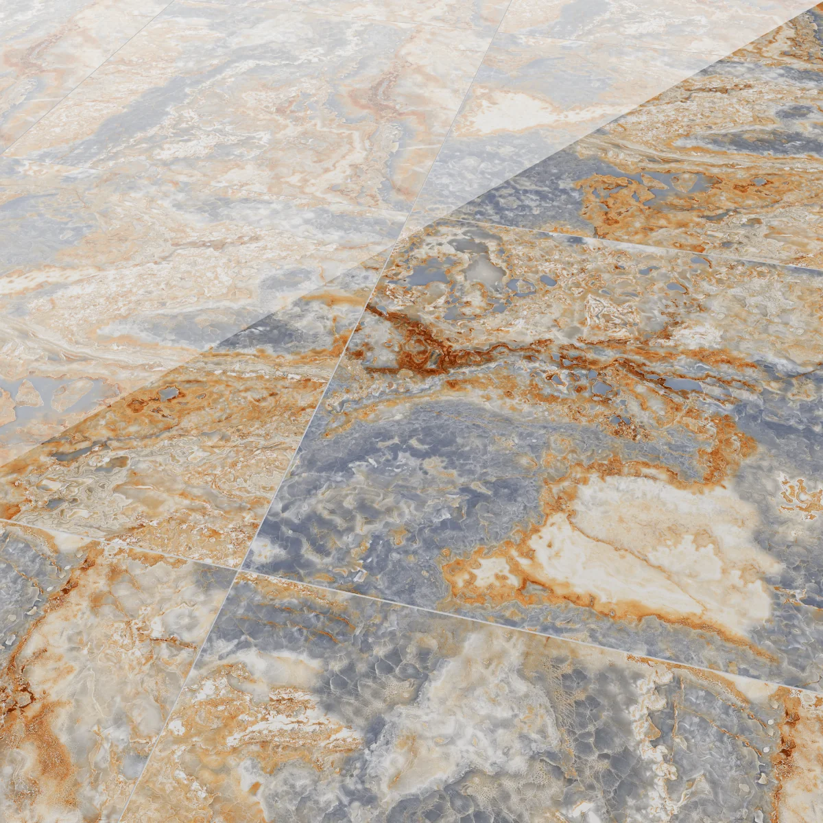 Gresie Exterior / Interior Portelanata Enigma Blue 60 x 60 cm Lucioasa Rectificata Tip Marmura