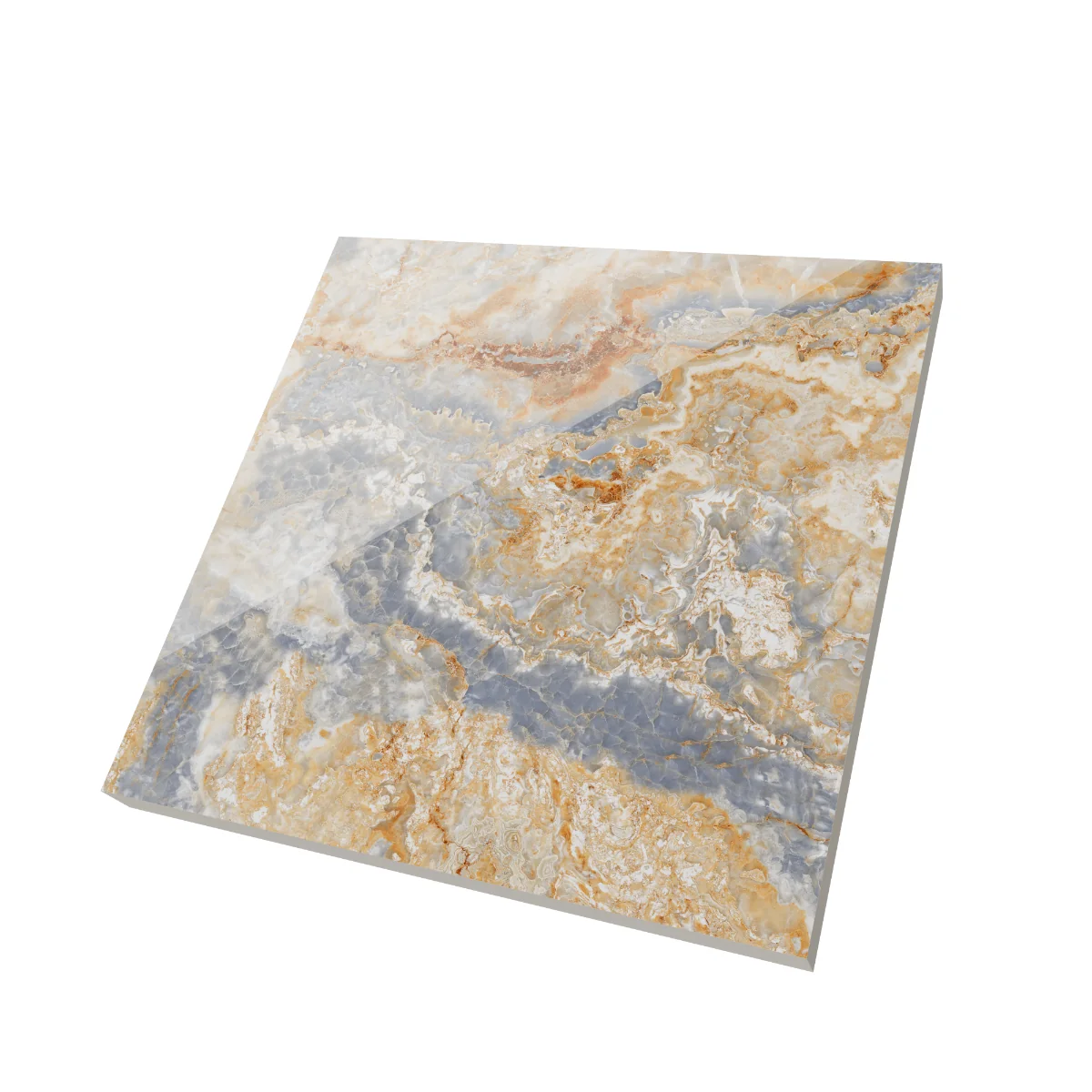 Gresie Exterior / Interior Portelanata Enigma Blue 60 x 60 cm Lucioasa Rectificata Tip Marmura