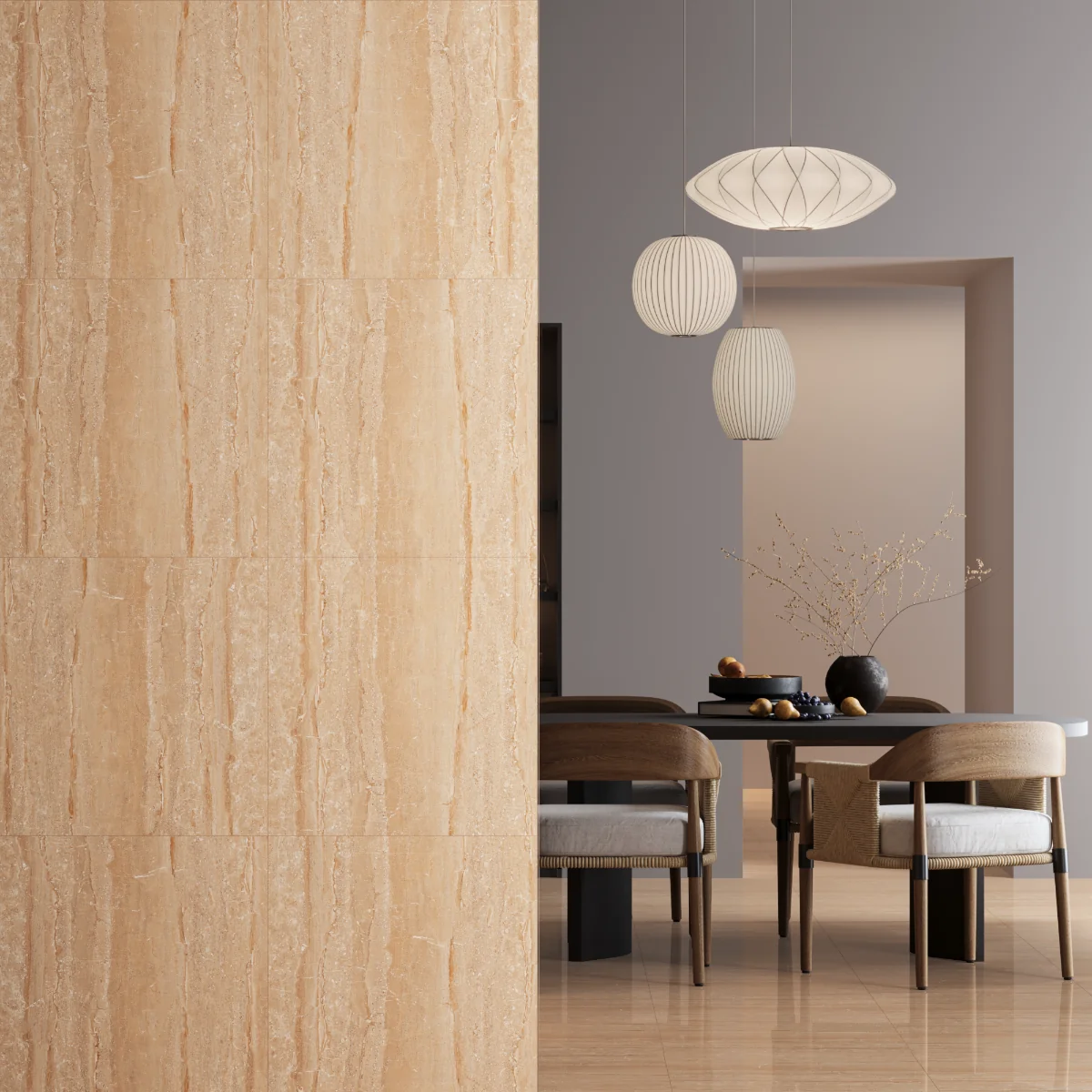 Gresie Portelanata Exterior / Interior Classic Brown 60 x 60 cm Lucioasa Rectificata Tip Piatra Naturala