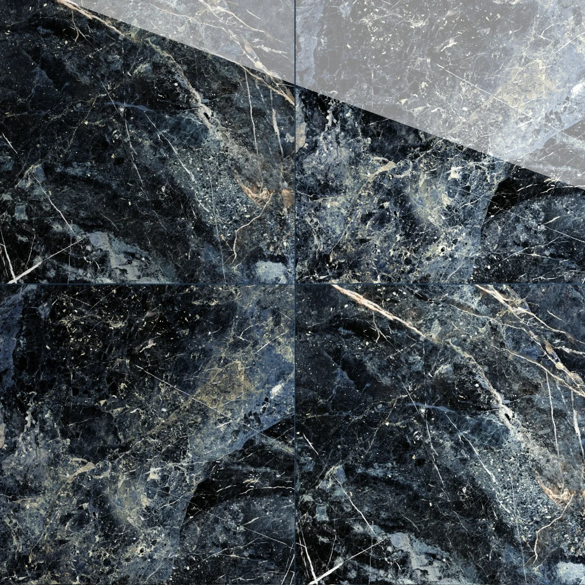 Gresie Exterior / Interior Porțelanată Ultramarine Blue 58 x 58 cm Lucioasă Rectificată Tip Marmură