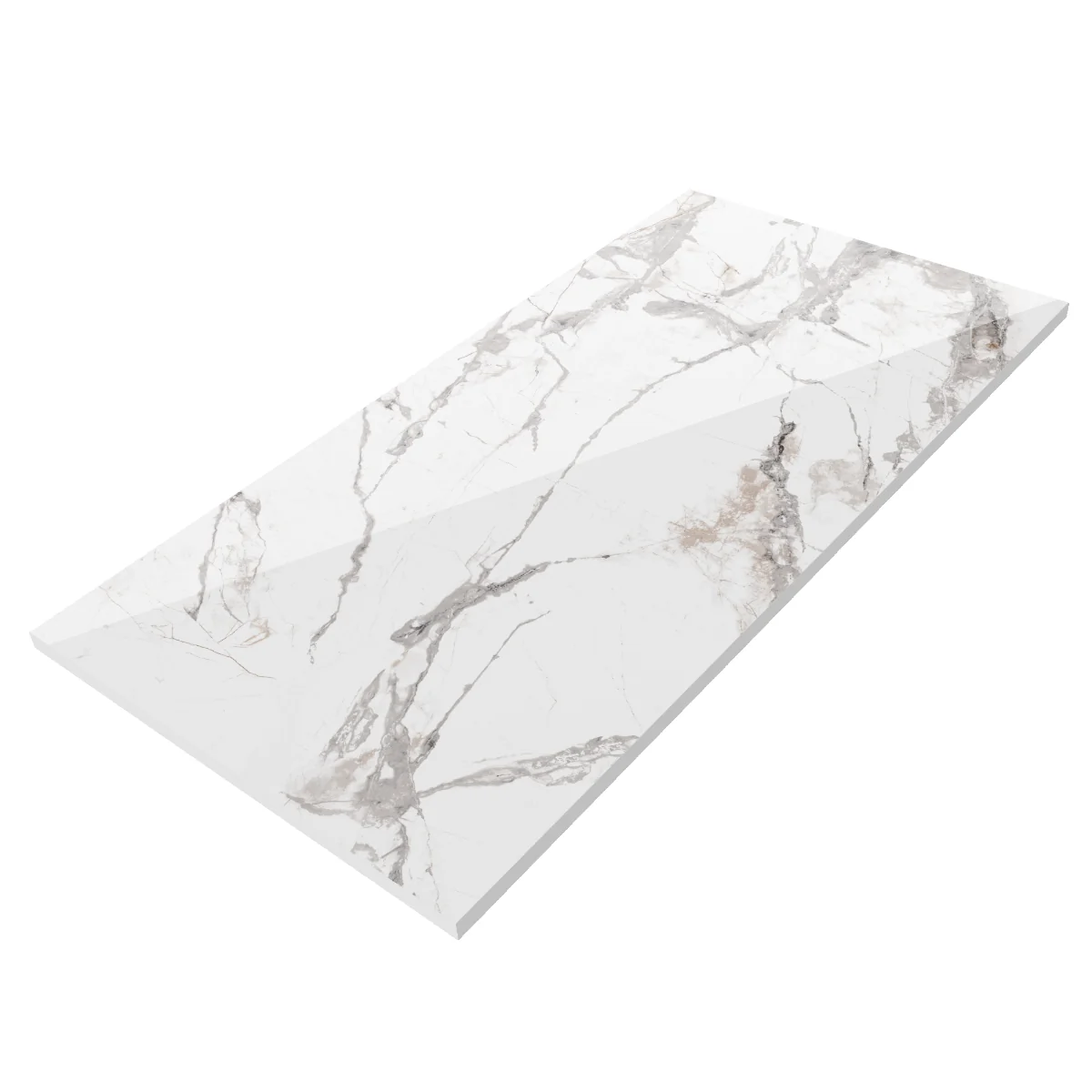 Gresie Exterior / Interior Porțelanată Norway White 58 x 118 Cm Lucioasă Rectificată Tip Marmură