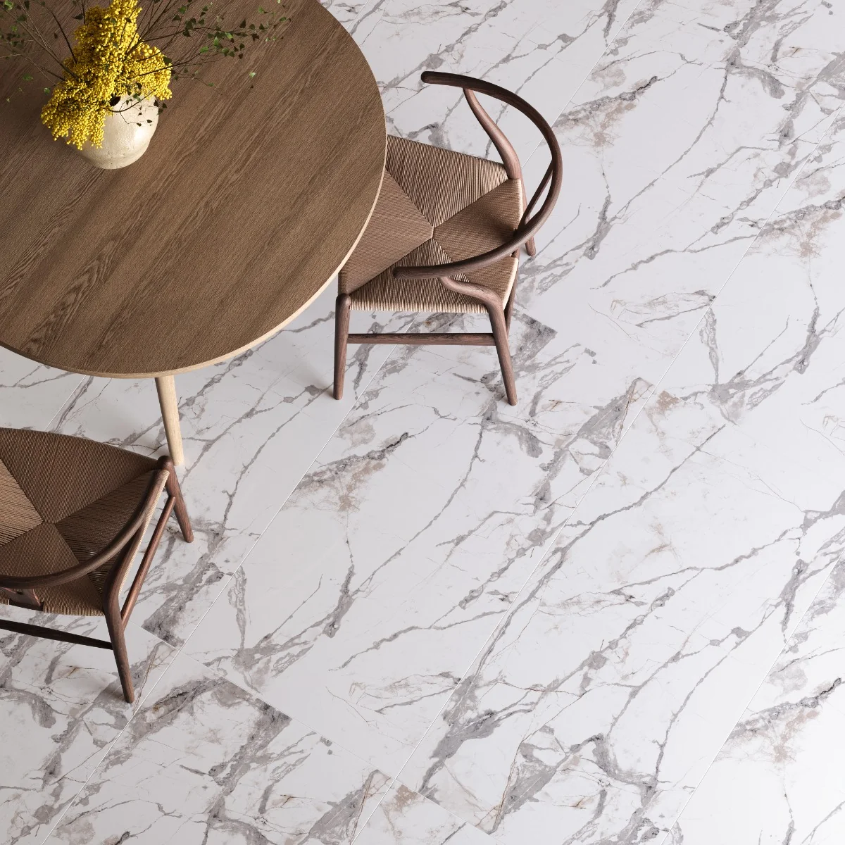 Gresie Exterior / Interior Porțelanată Norway White 58 x 118 Cm Lucioasă Rectificată Tip Marmură