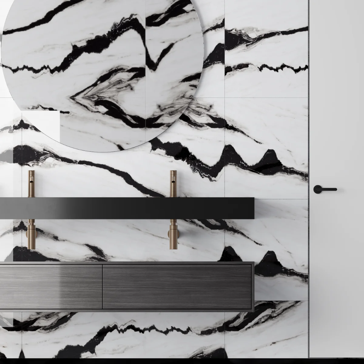 Gresie Portelanata Exterior / Interior Black Panda 60 x 120 cm Lucioasa Rectificata Tip Marmura