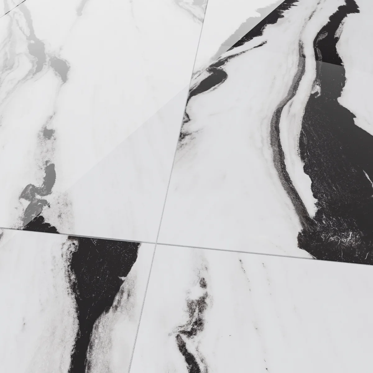 Gresie Portelanata Exterior / Interior Black Panda 60 x 120 cm Lucioasa Rectificata Tip Marmura