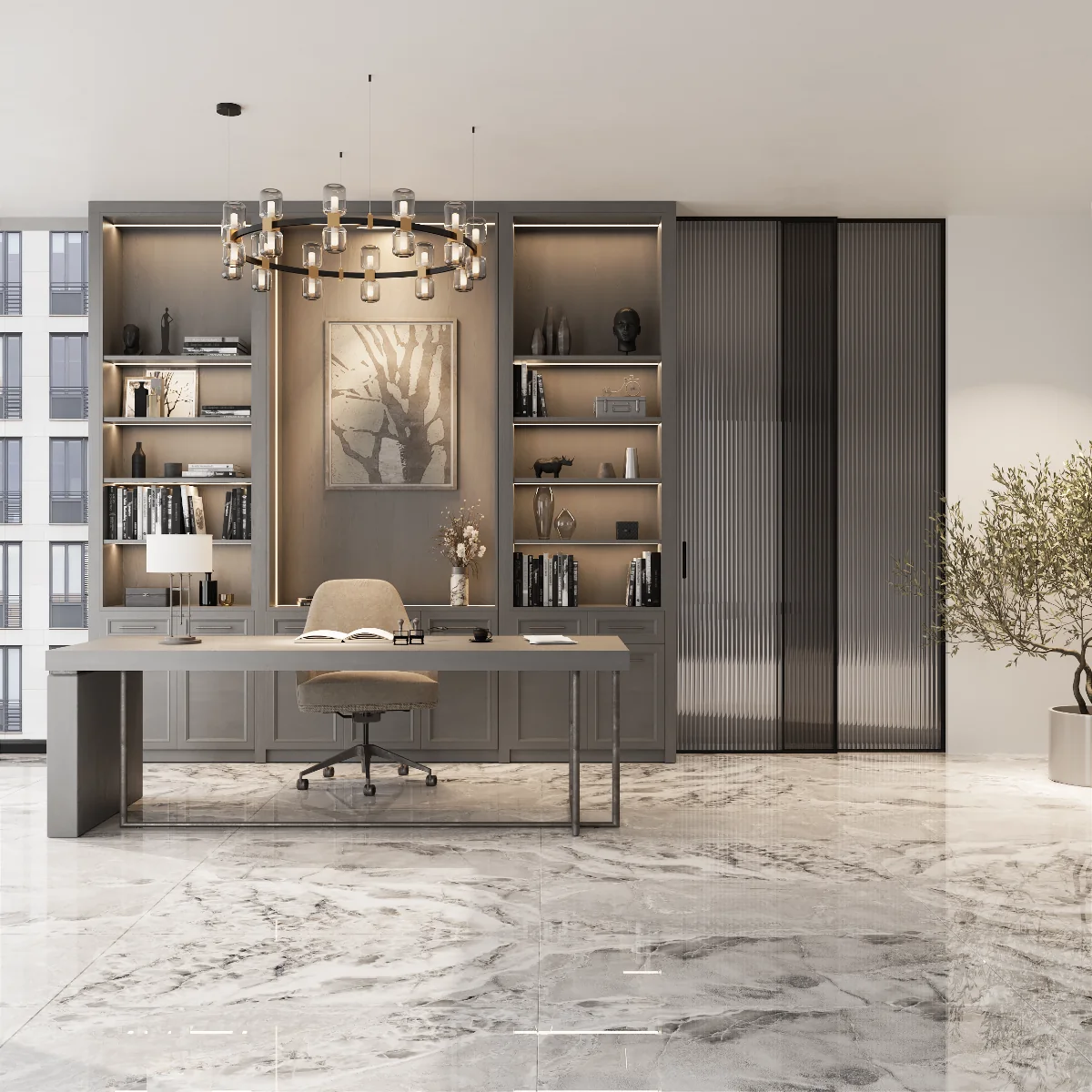 Gresie Exterior / Interior Porțelanată Sky Onyx Grey Endless 60 x 120 cm Lucioasă Rectificată Tip Marmură