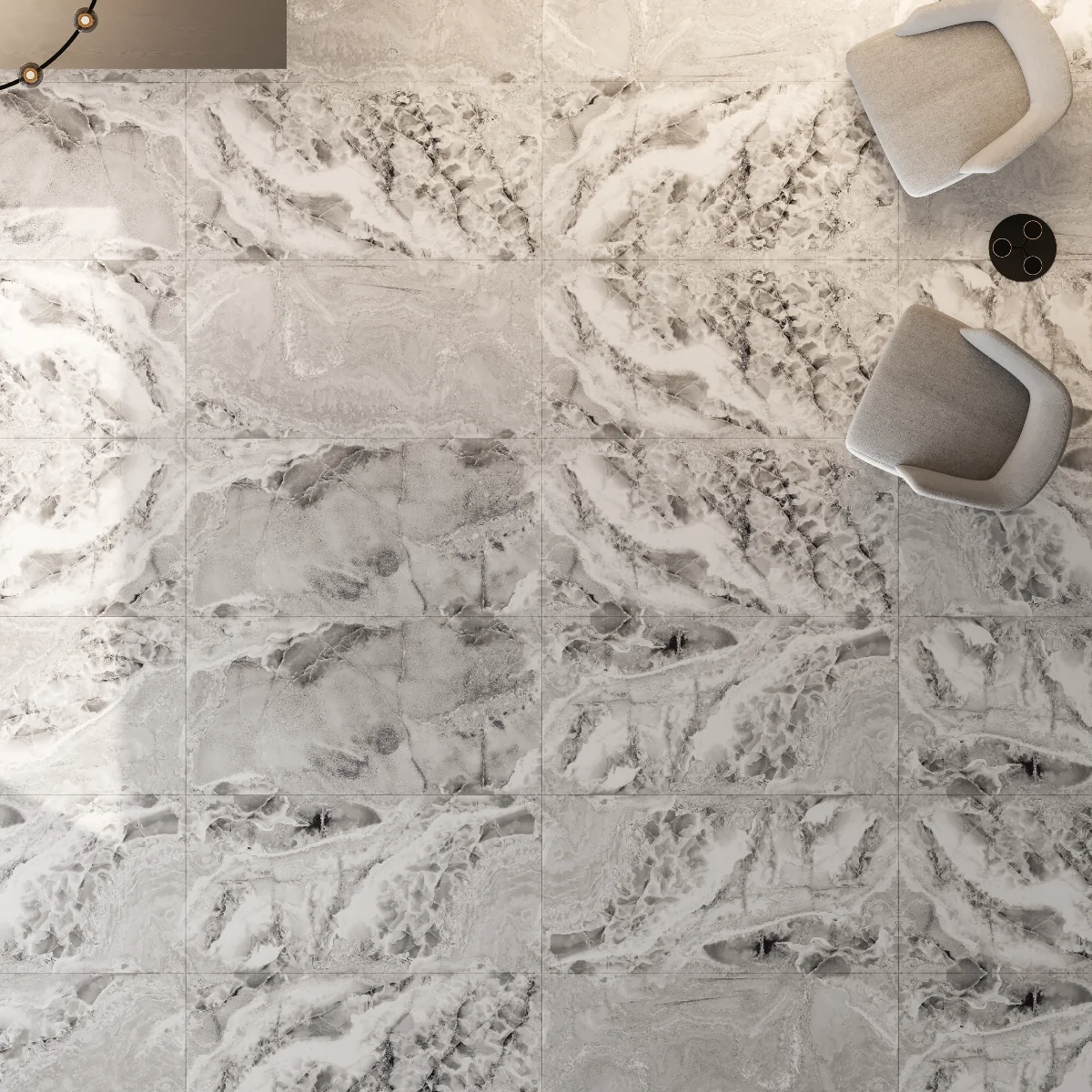 Gresie Exterior / Interior Porțelanată Sky Onyx Grey Endless 60 x 120 cm Lucioasă Rectificată Tip Marmură