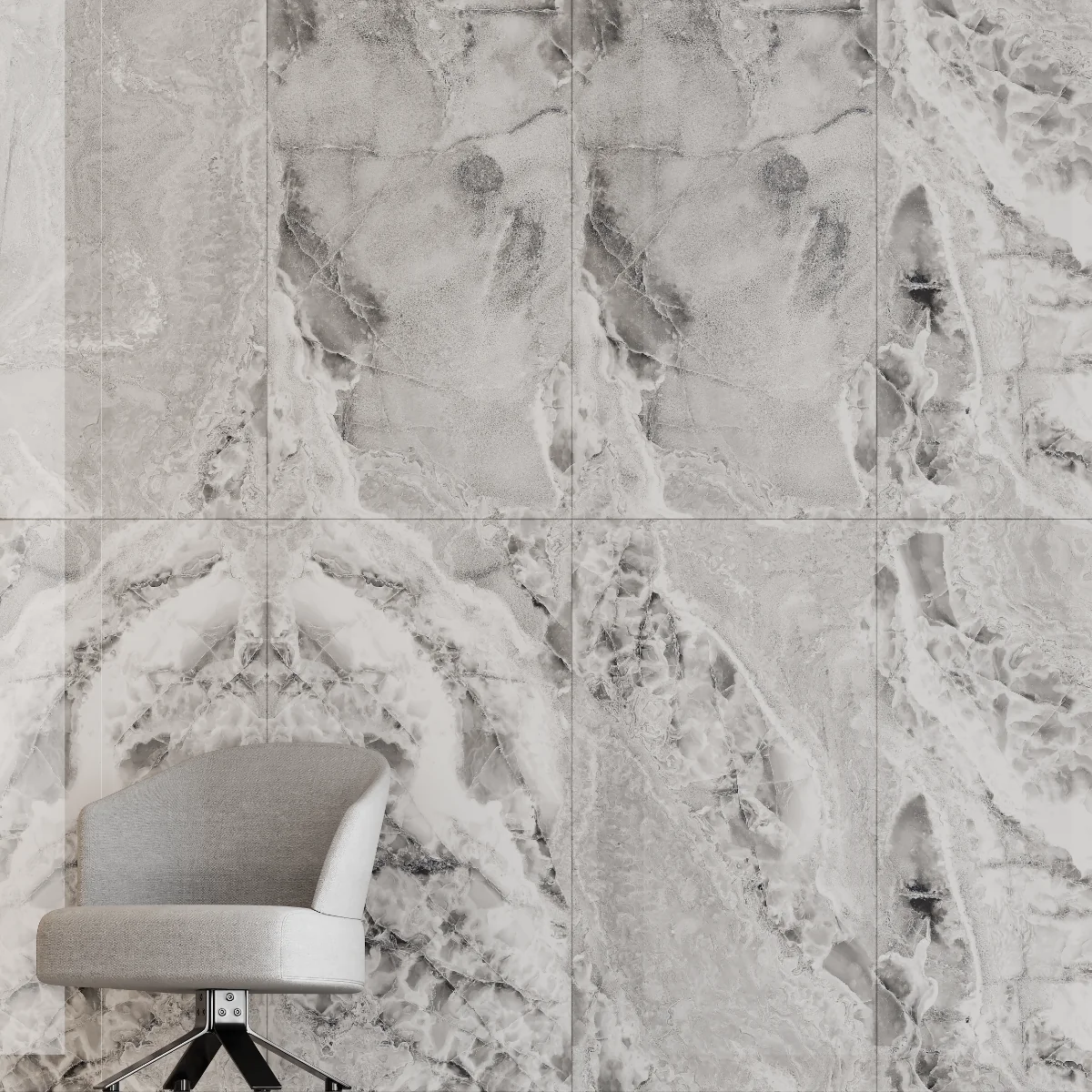 Gresie Exterior / Interior Porțelanată Sky Onyx Grey Endless 60 x 120 cm Lucioasă Rectificată Tip Marmură