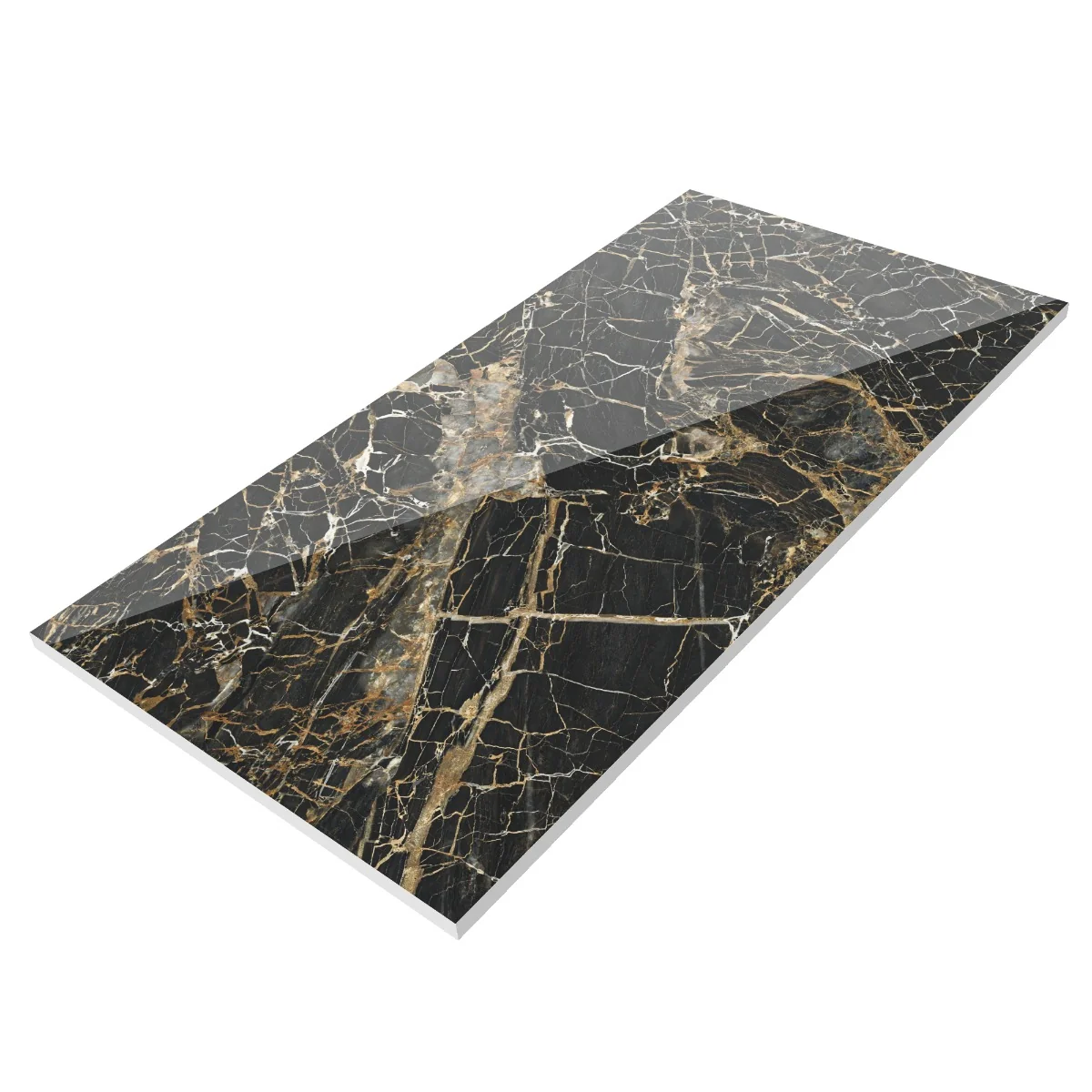 Gresie Exterior / Interior Portelanata Black Golden 60 x 120 cm Lucioasa Rectificata Tip Marmura