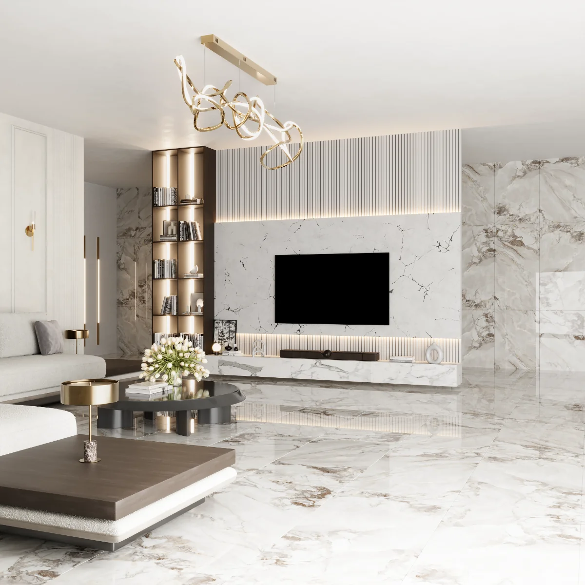 Gresie Exterior / Interior Portelanata Monte Pulciano 60 x 120 Cm Lucioasa Rectificata Tip Marmura