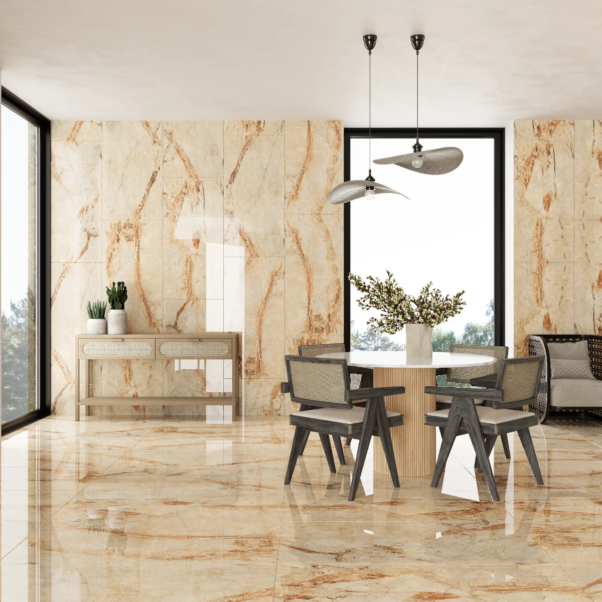 Gresie Exterior / Interior Portelanata Graava Brescia 60 x 120 cm Lucioasa Rectificata Tip Marmura