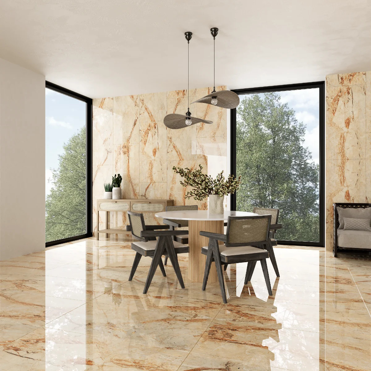 Gresie Exterior / Interior Portelanata Graava Brescia 60 x 120 cm Lucioasa Rectificata Tip Marmura