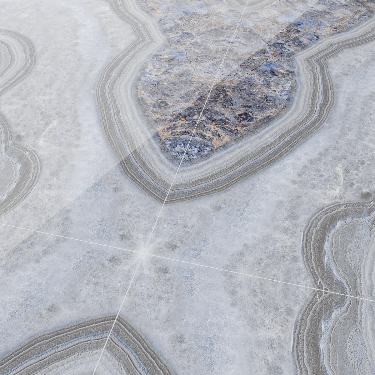 Gresie Portelanata Rectificata Blue Stone Bookmatch A 60X120 Lucioasa