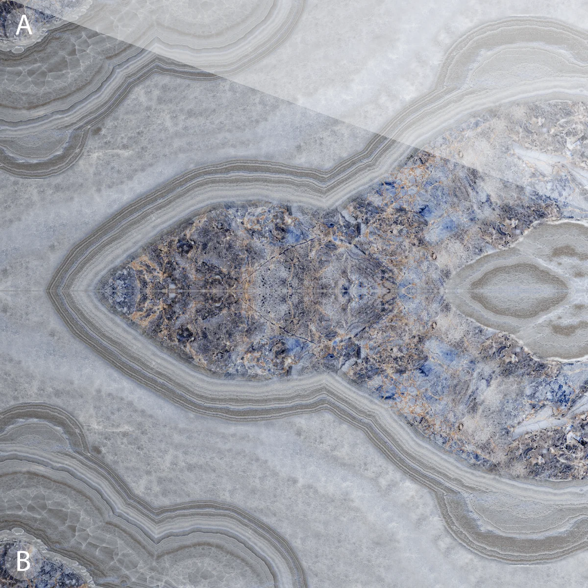 Gresie Portelanata Rectificata Blue Stone Bookmatch A 60X120 Lucioasa