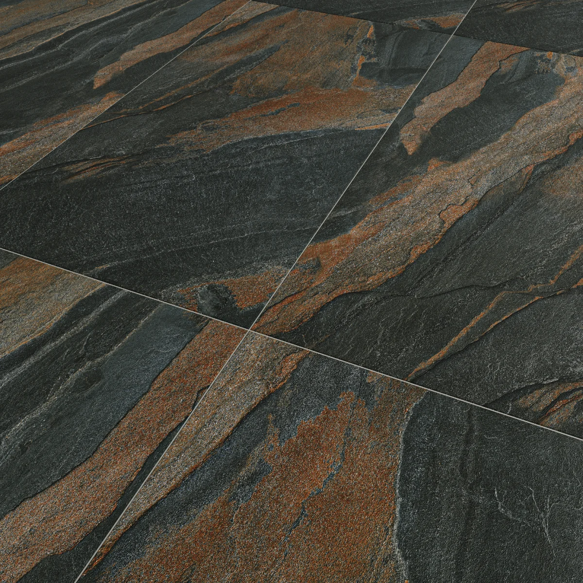 Gresie Antiderapantă Exterior / Interior Slate Anthracite 60 x 120 Cm Mată Porțelanată Rectificată Aspect Ciment