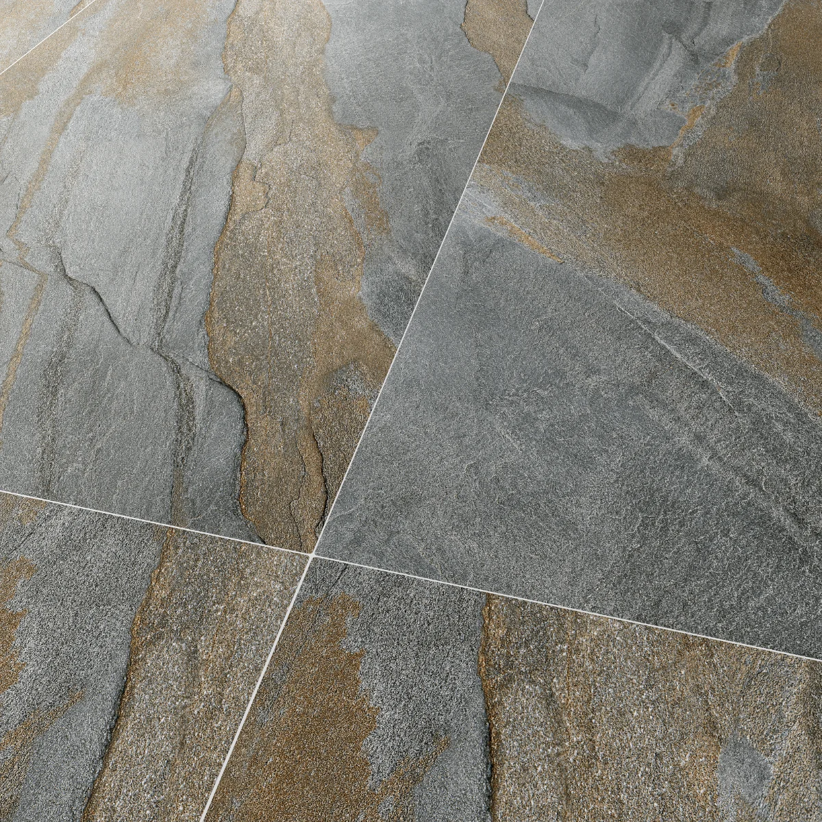 Gresie Antiderapanta Exterior / Interior Slate Grey 60 x 120 cm Mata Portelanata Rectificata Aspect Ciment