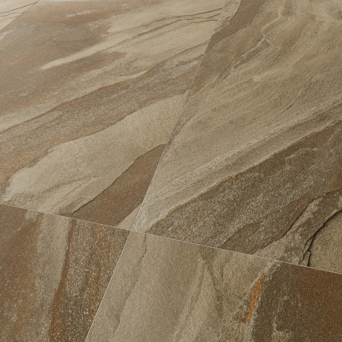 Gresie Antiderapanta Exterior / Interior Slate Gold 60 x 120 cm Mata Portelanata Rectificata Aspect Ciment