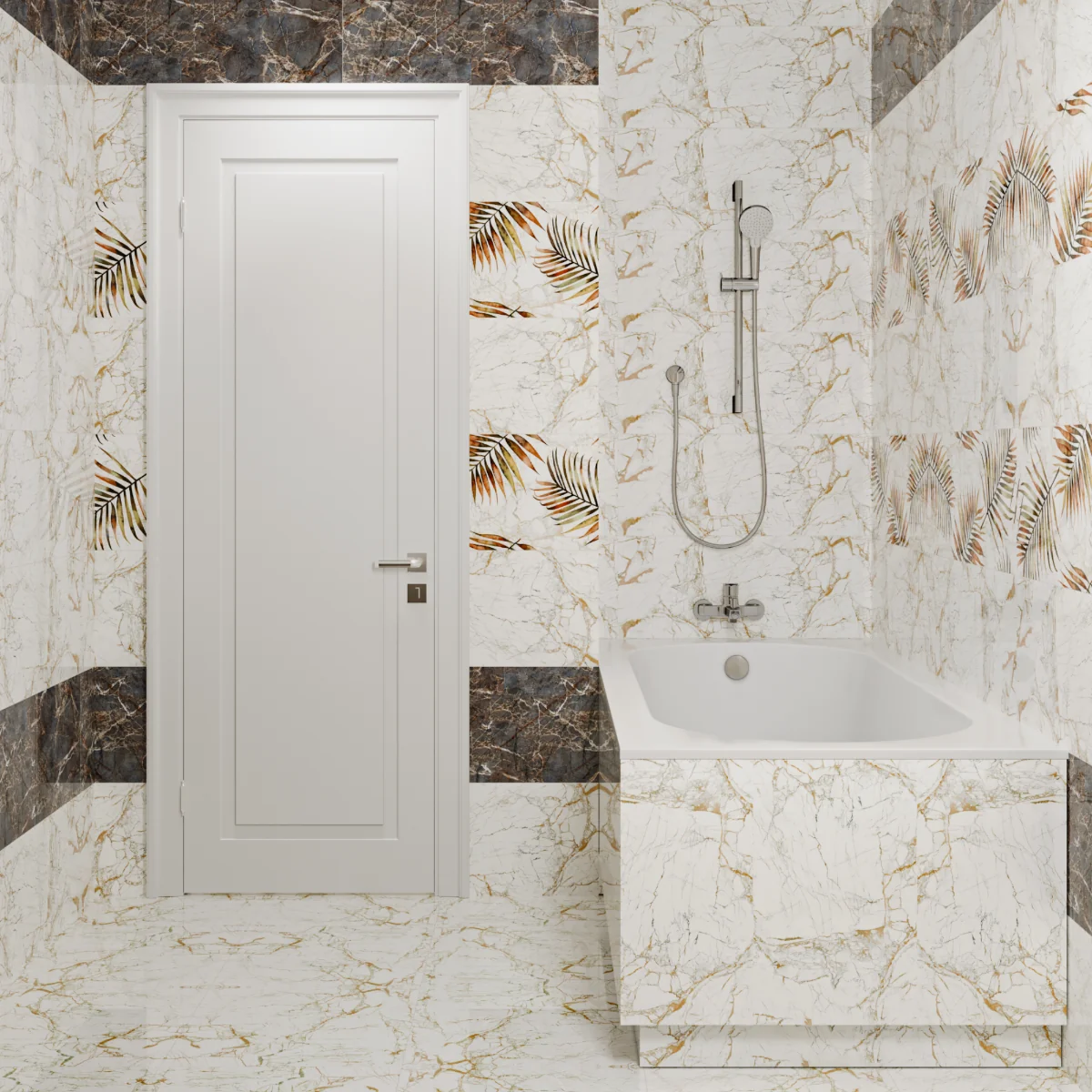 Gresie Exterior / Interior Portelanata Amazon Bone 45 x 45 cm Lucioasa Tip Marmura