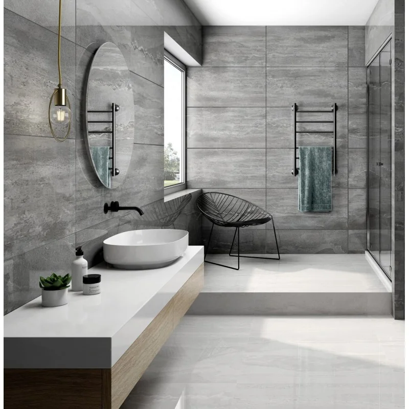 Faianta Rectificata Fossil Light Grey 30X75 Lucioasa