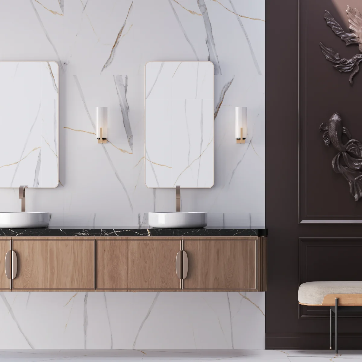 Gresie Rectificata Exterior / Interior Maritaca Statuario Authentic 60 x 120 Cm Lucioasa Portelanata Tip Marmura