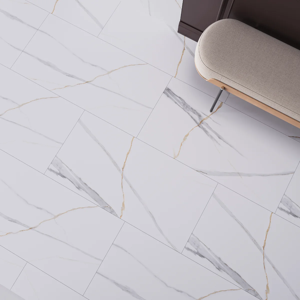 Gresie Rectificata Exterior / Interior Maritaca Statuario Authentic 60 x 120 Cm Lucioasa Portelanata Tip Marmura