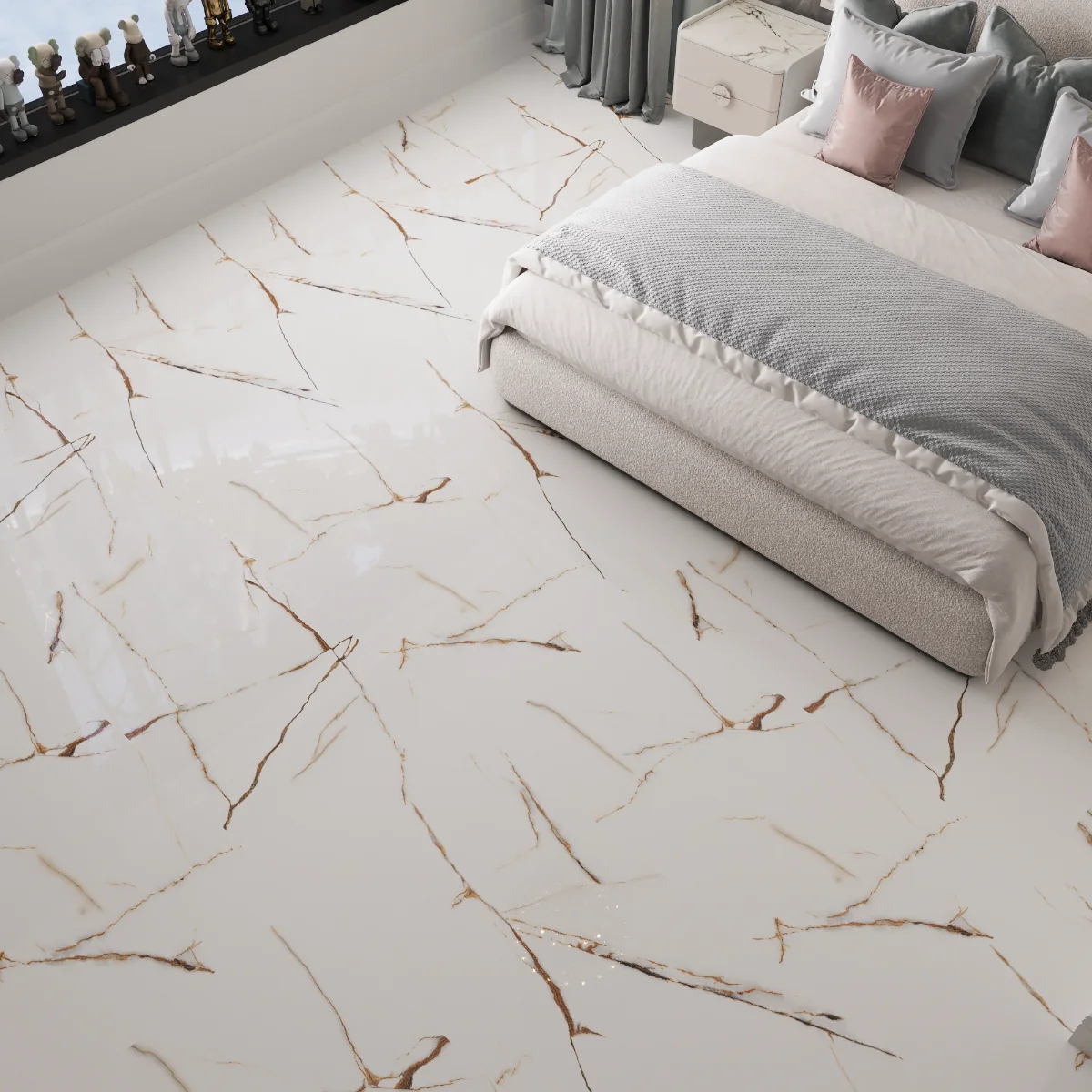 Gresie Exterior / Interior Portelanata Berlin Statuario 60 x 120 cm Lucioasa Rectificata Tip Marmura