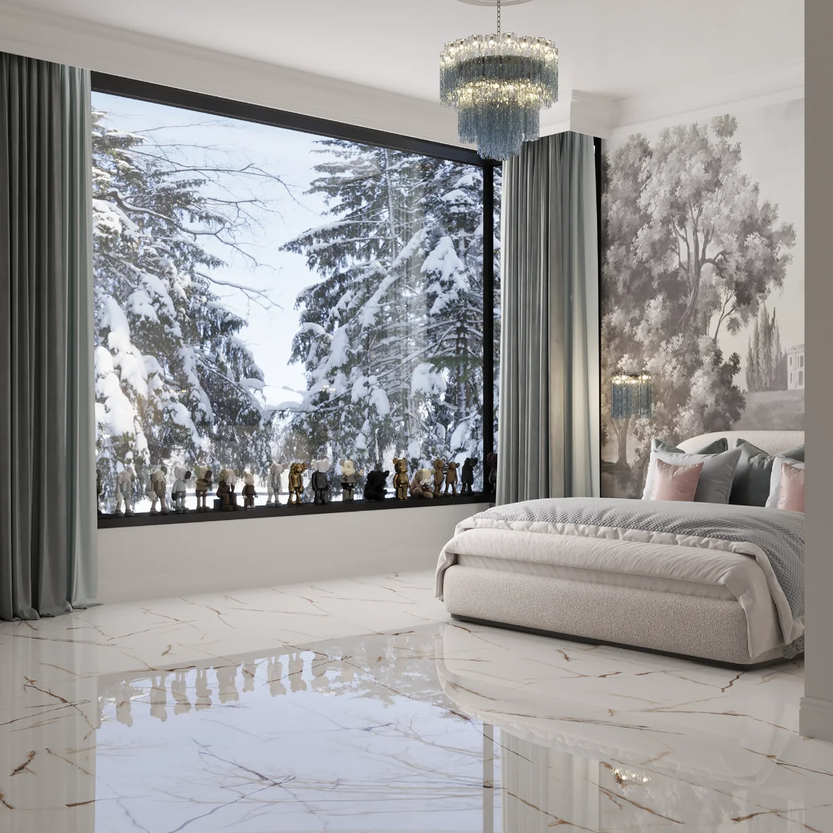 Gresie Exterior / Interior Portelanata Berlin Statuario 60 x 120 cm Lucioasa Rectificata Tip Marmura