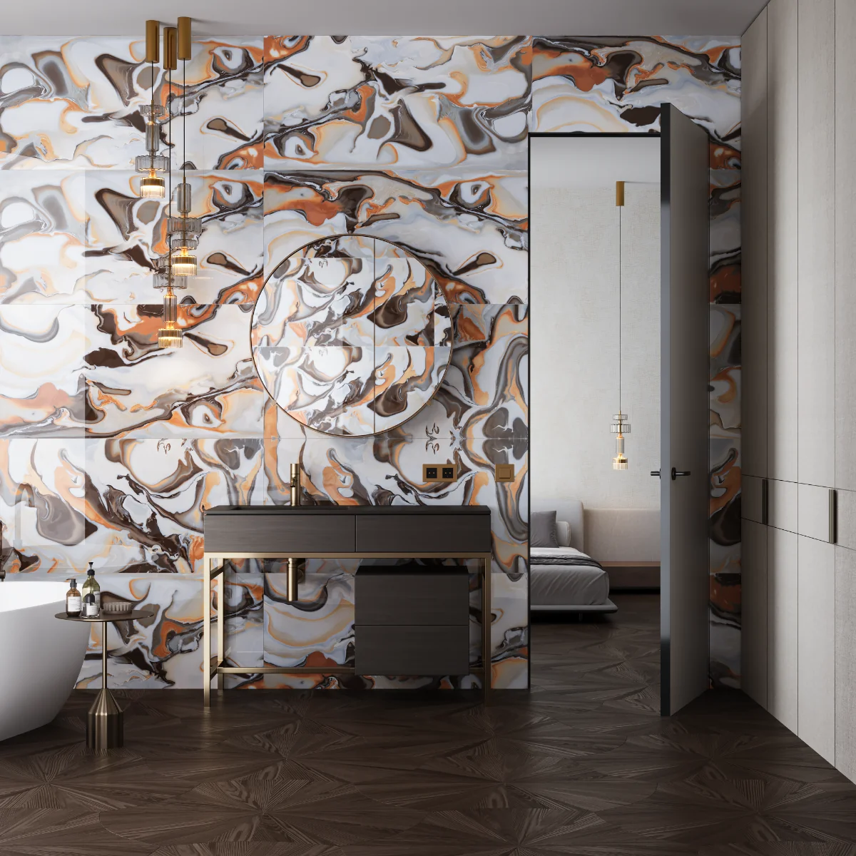 Gresie Rectificata Exterior / Interior Milky Cappuccino 60 x 120 Cm Lucioasa Portelanata Tip Marmura