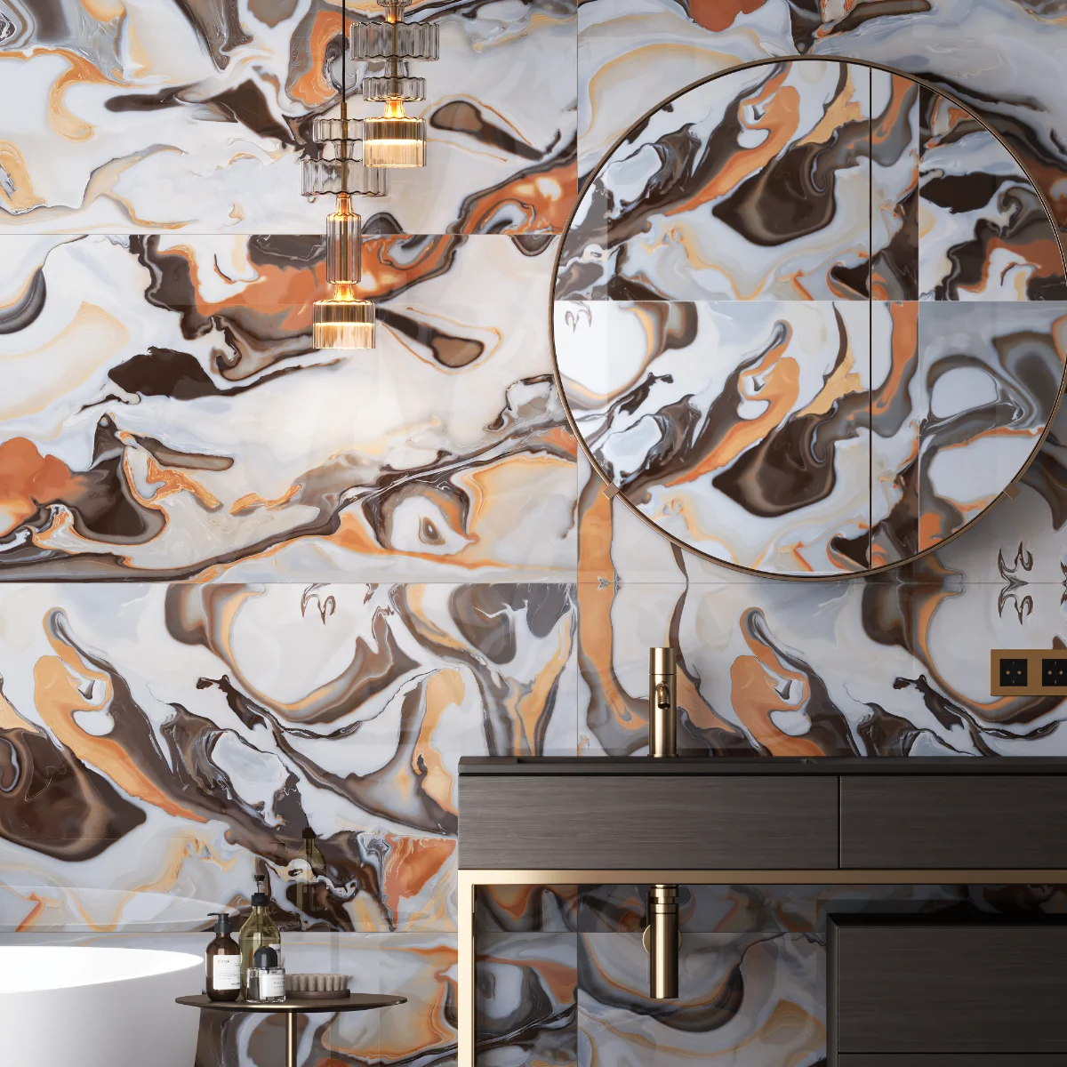 Gresie Rectificata Exterior / Interior Milky Cappuccino 60 x 120 Cm Lucioasa Portelanata Tip Marmura