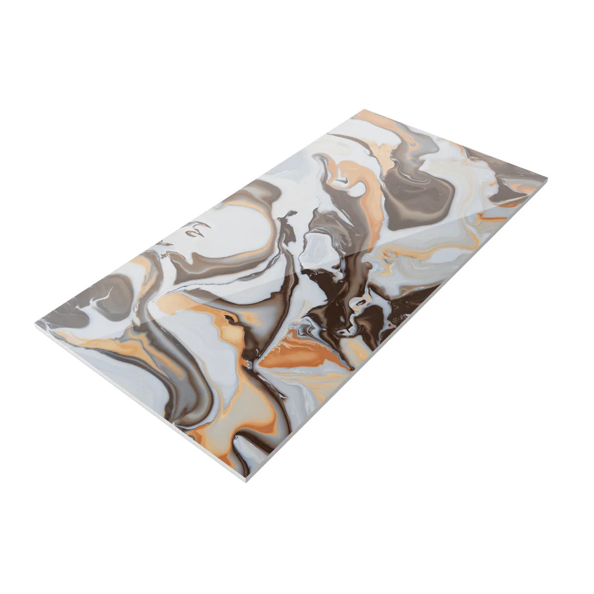 Gresie Rectificata Exterior / Interior Milky Cappuccino 60 x 120 Cm Lucioasa Portelanata Tip Marmura