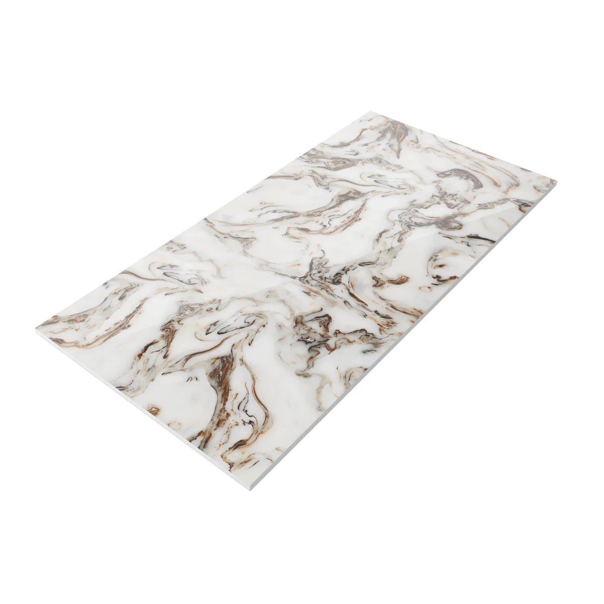 Gresie Rectificata Exterior / Interior River Brown 60 x 120 Cm Lucioasa Portelanata Tip Marmura