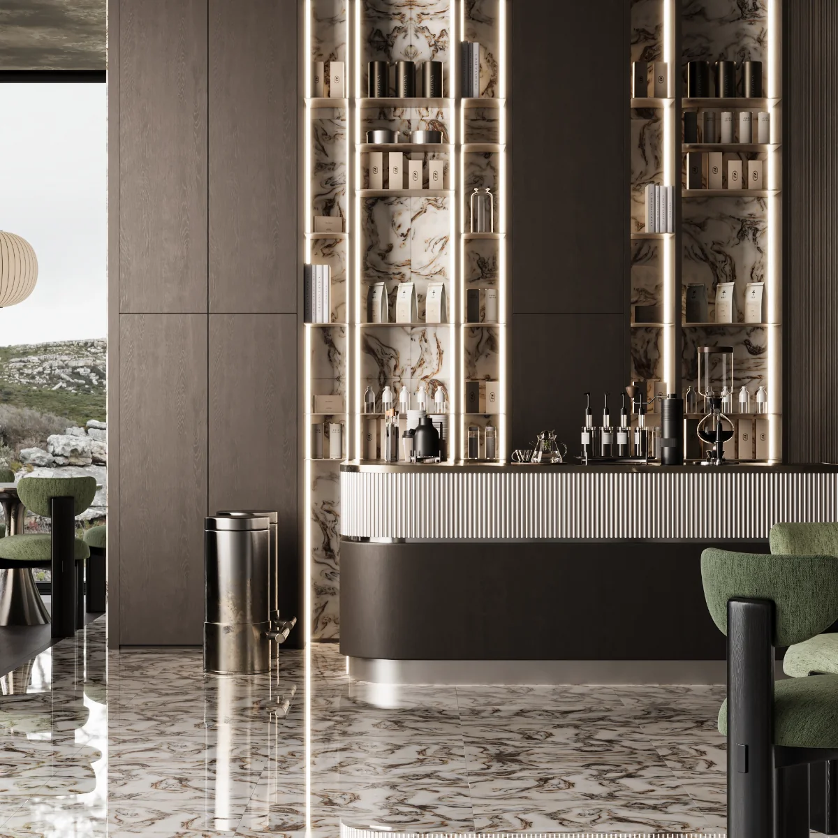 Gresie Rectificata Exterior / Interior River Brown 60 x 120 Cm Lucioasa Portelanata Tip Marmura