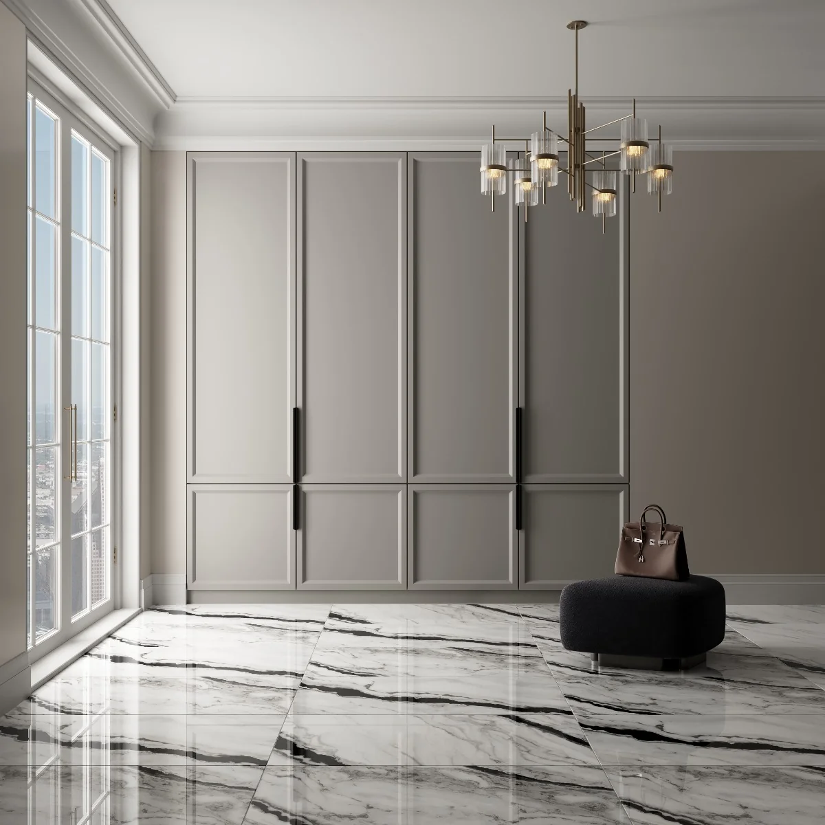 Gresie Rectificata Exterior / Interior Sivon Statuario 60 x 120 Cm Lucioasa Portelanata Tip Marmura