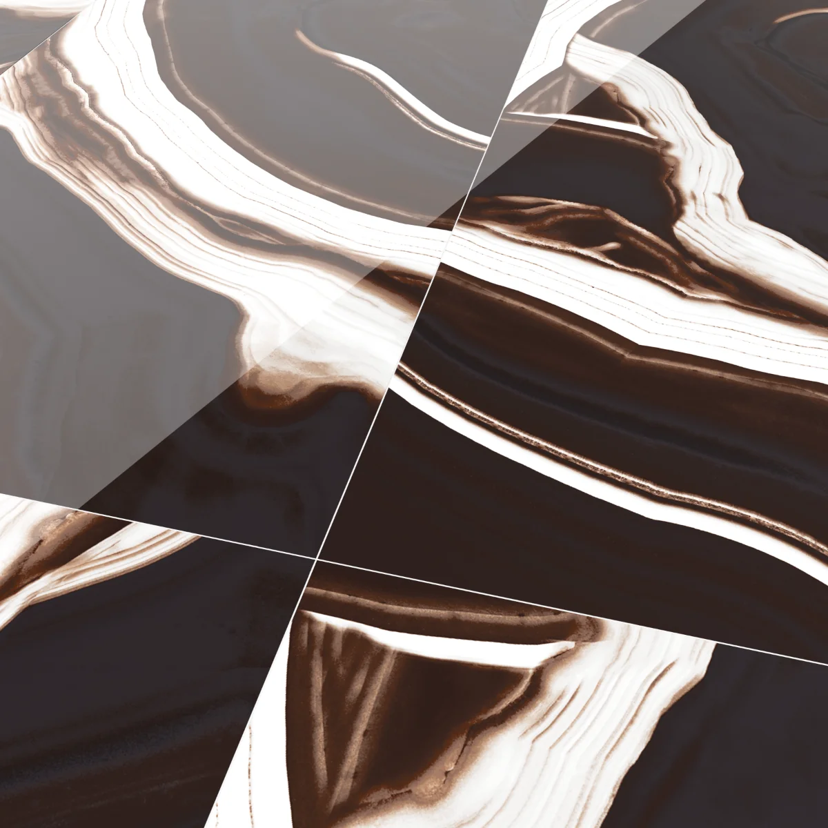 Gresie Rectificata Exterior / Interior Midnight Brown 60 x 120 cm Lucioasa Portelanata Tip Marmura