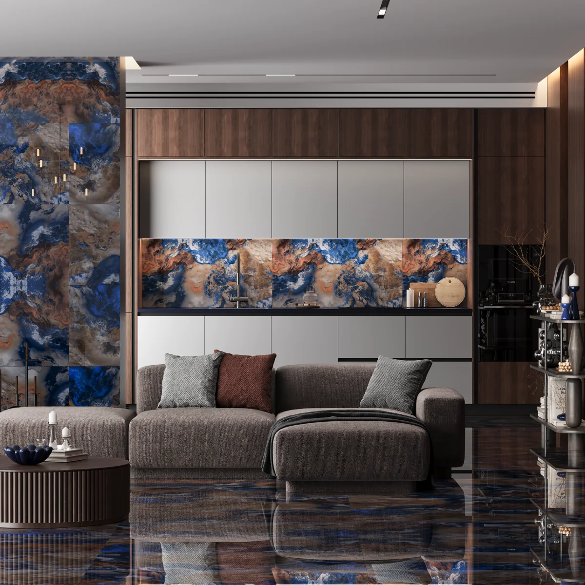 Gresie Rectificata Exterior / Interior Fusion Art 60 x 120 cm Lucioasa Portelanata Tip Marmura