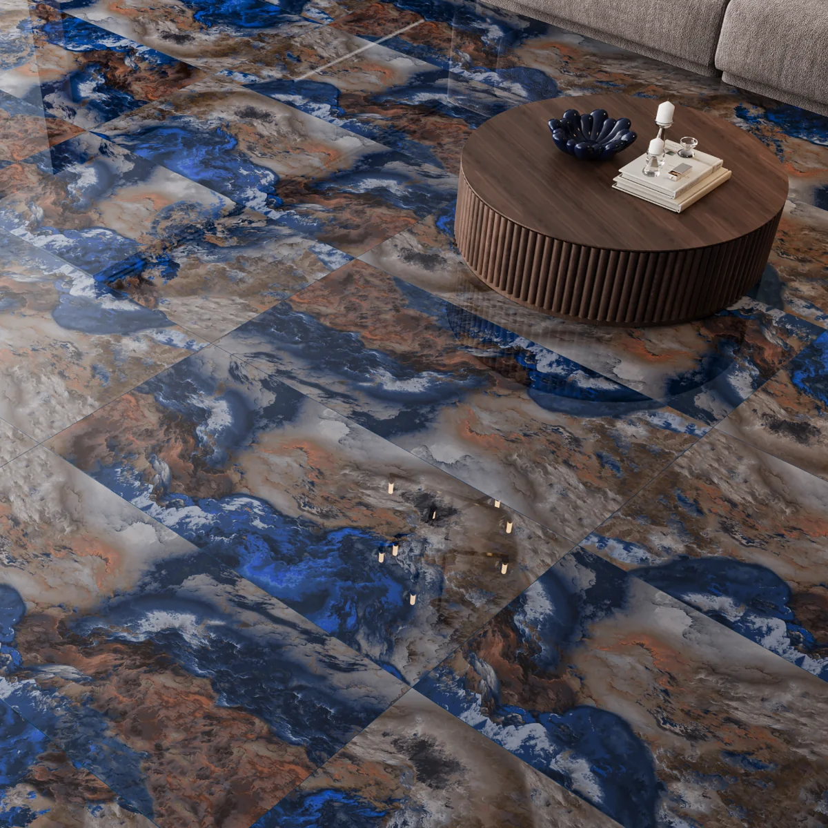 Gresie Rectificata Exterior / Interior Fusion Art 60 x 120 cm Lucioasa Portelanata Tip Marmura