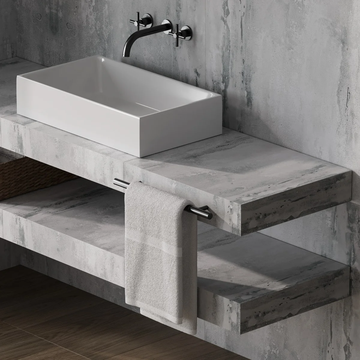 Gresie Exterior / Interior Antiderapantă Stormstone Dark Metallic 60 x 120 cm Mată Porțelanată Rectificată Aspect Ciment