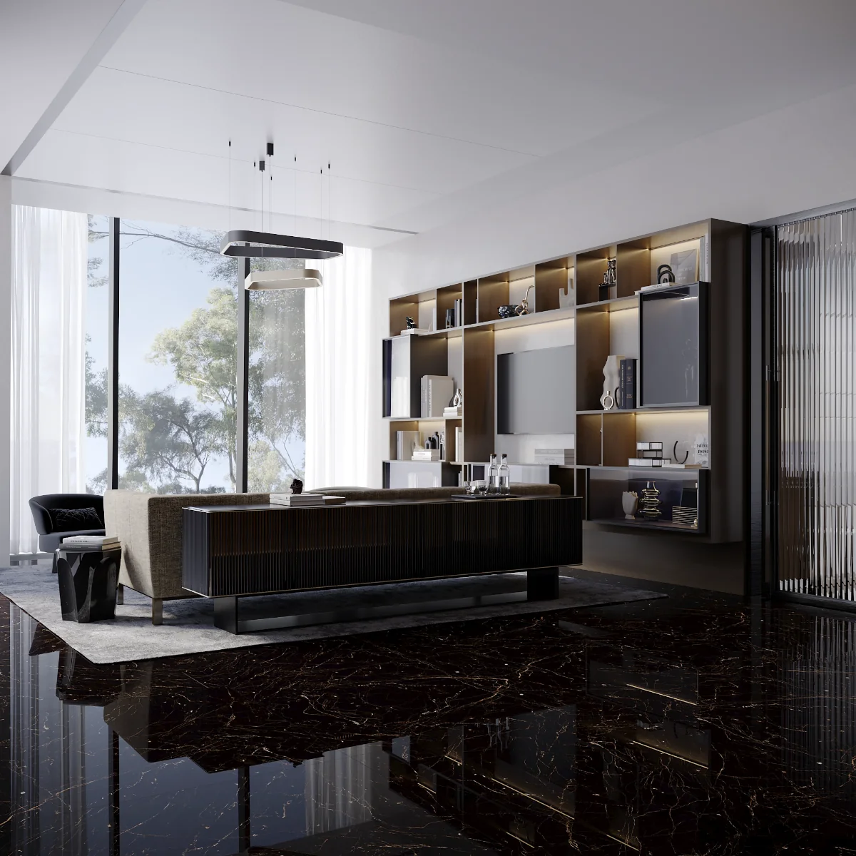 Gresie Exterior / Interior Porțelanată Armani Brown 60 x 120 cm Lucioasă Rectificată Tip Marmură