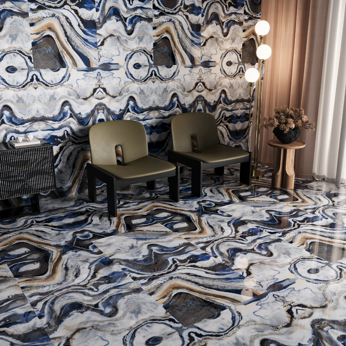 Gresie Rectificata Exterior / Interior Kerado Natural 60 x 120 cm Lucioasa Portelanata Tip Marmura