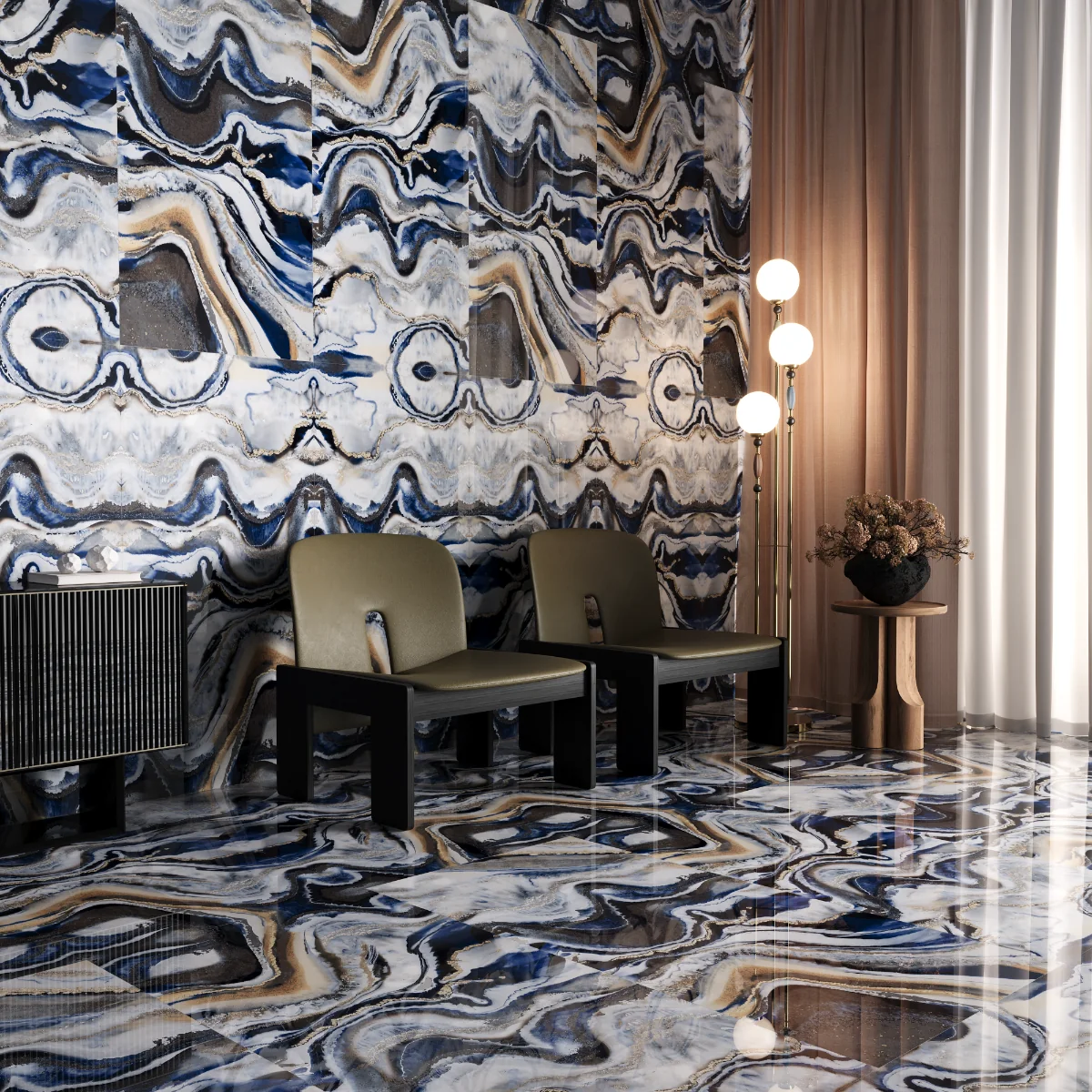 Gresie Rectificata Exterior / Interior Kerado Natural 60 x 120 cm Lucioasa Portelanata Tip Marmura