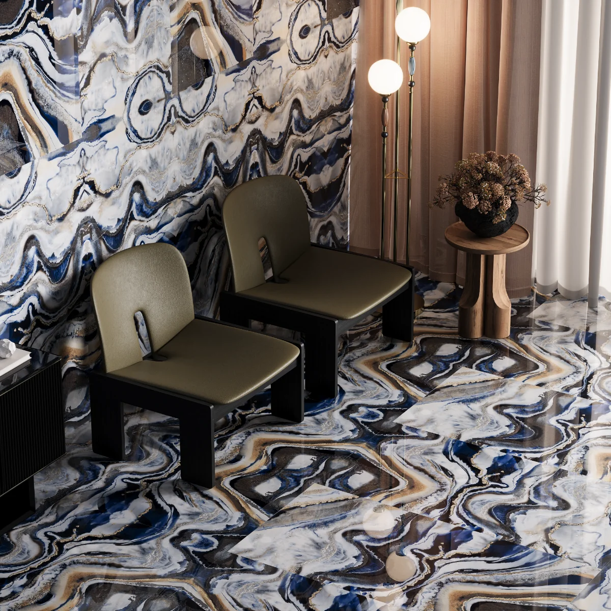 Gresie Rectificata Exterior / Interior Kerado Natural 60 x 120 cm Lucioasa Portelanata Tip Marmura