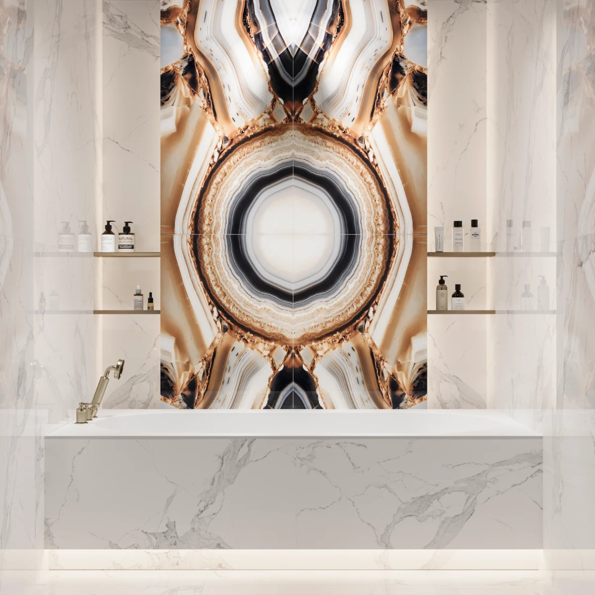 Gresie Rectificata Exterior / Interior Heimer Diamond Bookmatch A 60 x 120 Cm Lucioasa Portelanata Tip Marmura