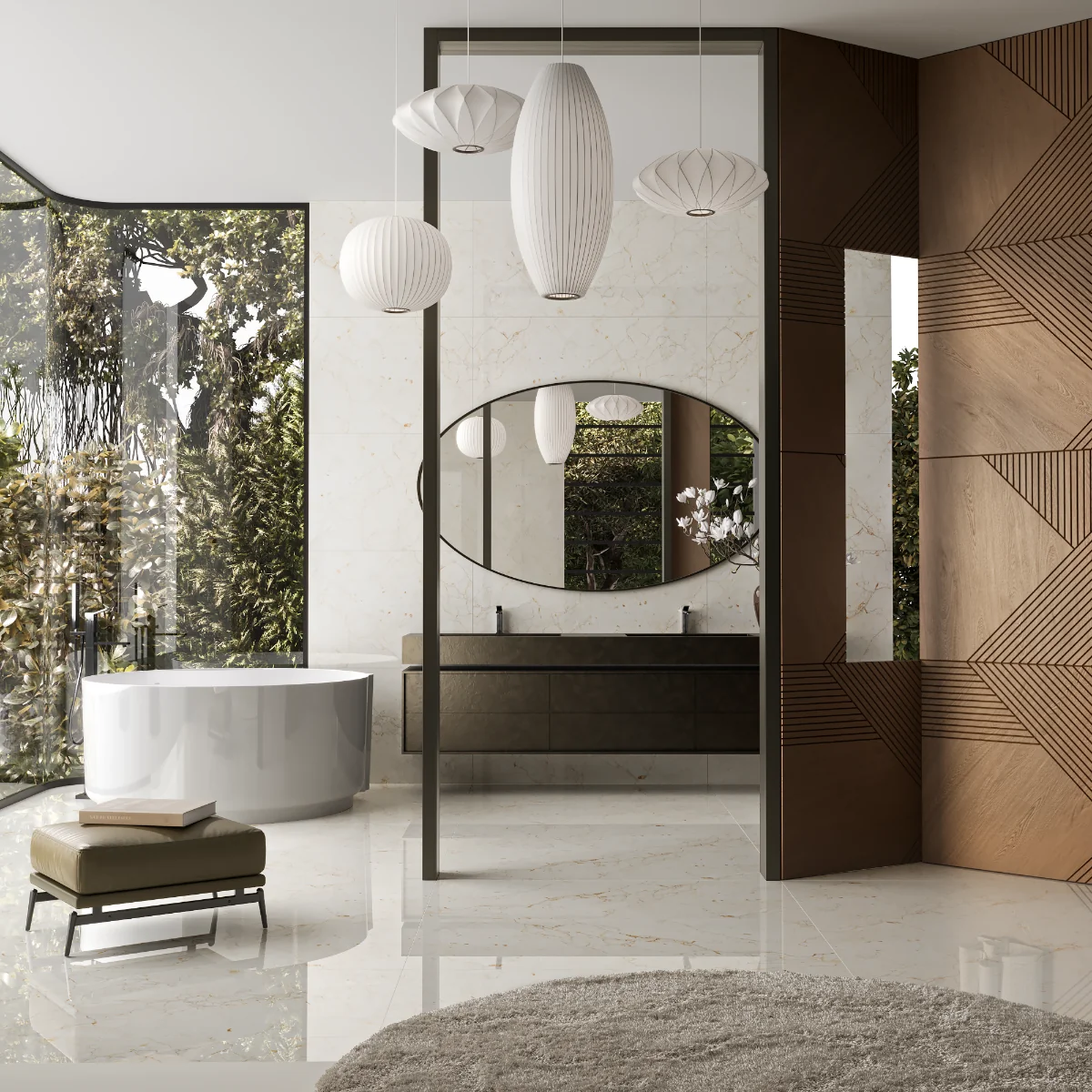 Gresie Rectificată Exterior / Interior Brecia Light 60 x 120 Cm Lucioasă Porțelanată Tip Marmură