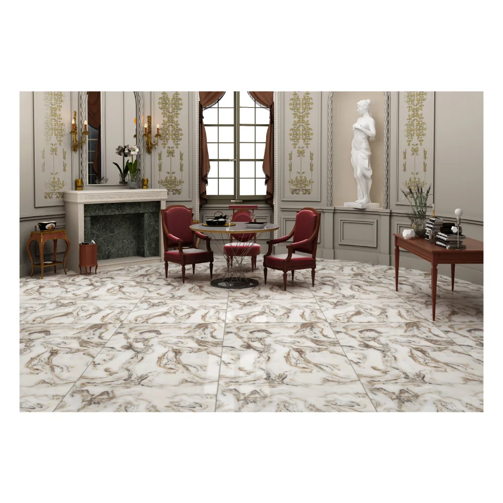 Gresie Exterior / Interior Portelanata River Brown 60 x 60 cm Lucioasa Rectificata Tip Marmura